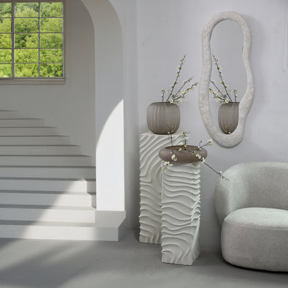 Isaiah wit mdf Zuil wavy design Set van 2 PTMD - Zuil - PTMD - livinglovely.nl