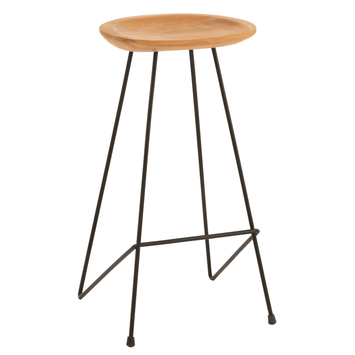 J-Line Barstoel Teakhout Ijzer Naturel - Barkruk - J-Line - livinglovely.nl