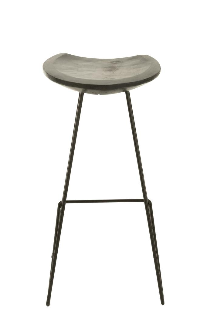 J-Line Barstoel Teakhout Ijzer Zwart - Barkruk - J-Line - livinglovely.nl