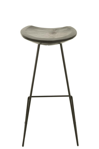 J-Line Barstoel Teakhout Ijzer Zwart - Barkruk - J-Line - livinglovely.nl