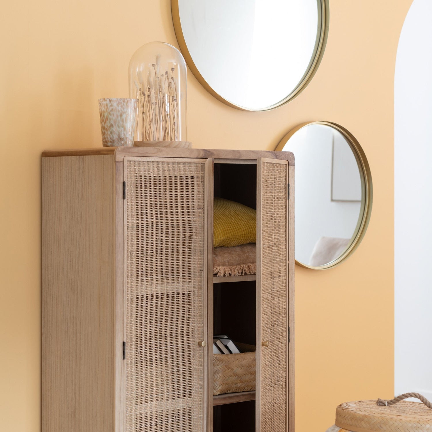 J-Line Spiegel Goud Large Ø110cm - Spiegel - J-Line - livinglovely.nl