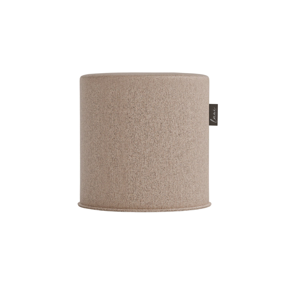 Laui Lounge Japandi Round Pouf Ø44 in Shitake, ronde poef met linnenlook