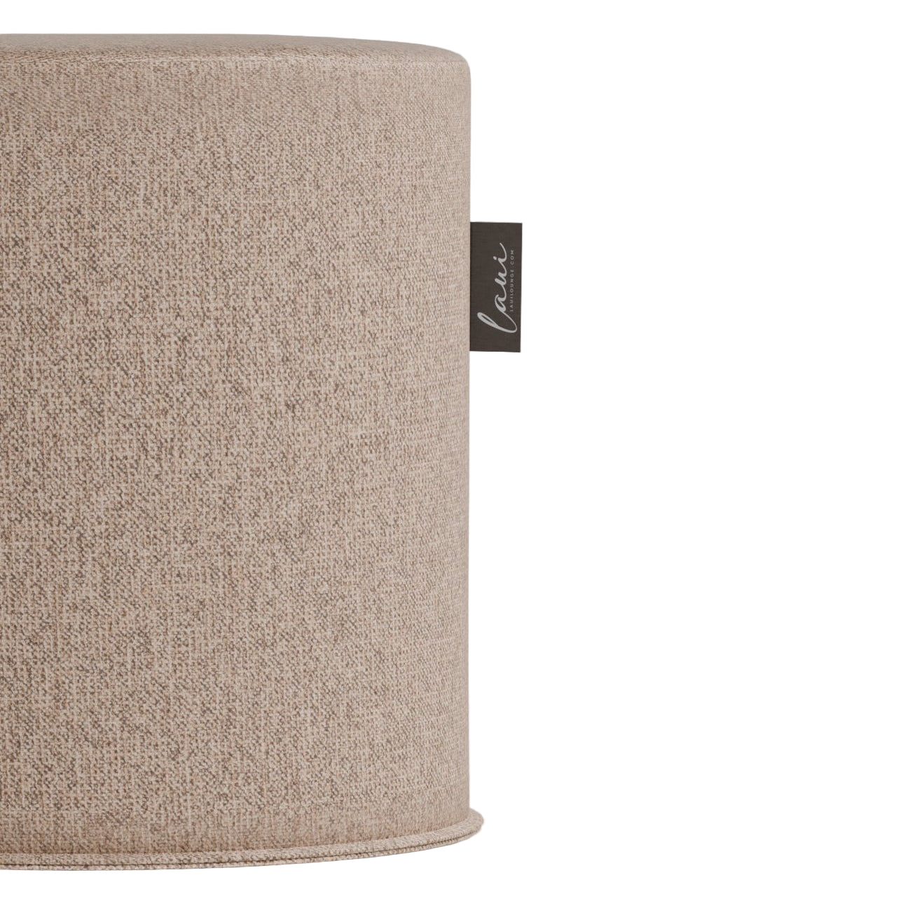 Detail van de linnenlook stof van de Japandi Round Pouf Shitake van Laui Lounge