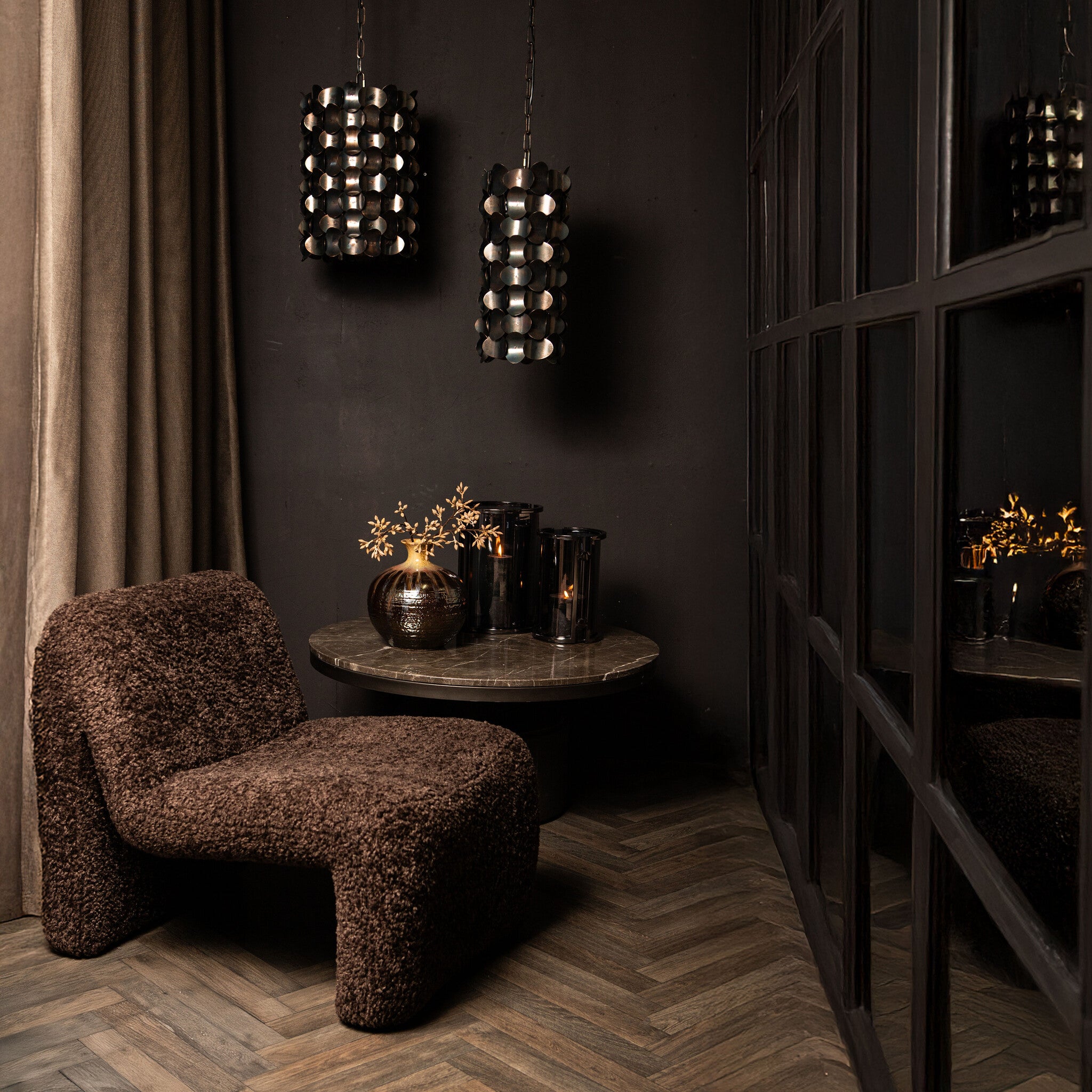 Jaye Black Iron Hanging Lamp Circle Pattern Wide PTMD - Hanglamp - PTMD - livinglovely.nl