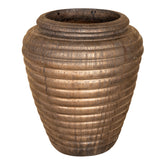 Jerzy Bronze Ceramic Pot Ribbed Round Shaped Small PTMD - Pot - PTMD - livinglovely.nl