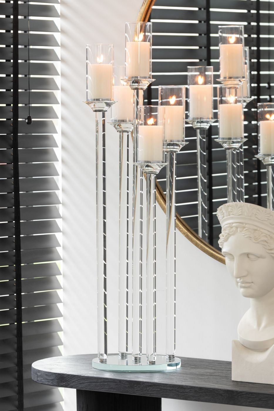 Kaarshouder 5 Groot Glas Transparant - Kandelaar - J-Line - livinglovely.nl