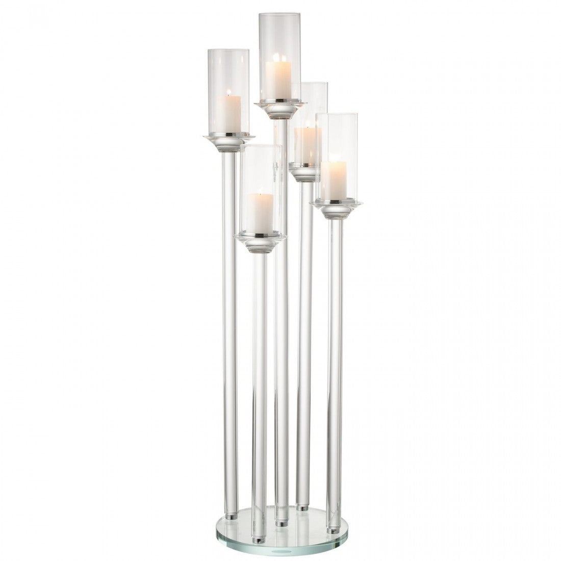 Kaarshouder 5 Groot Glas Transparant - Kandelaar - J-Line - livinglovely.nl
