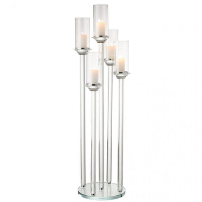 Kaarshouder 5 Groot Glas Transparant - Kandelaar - J-Line - livinglovely.nl