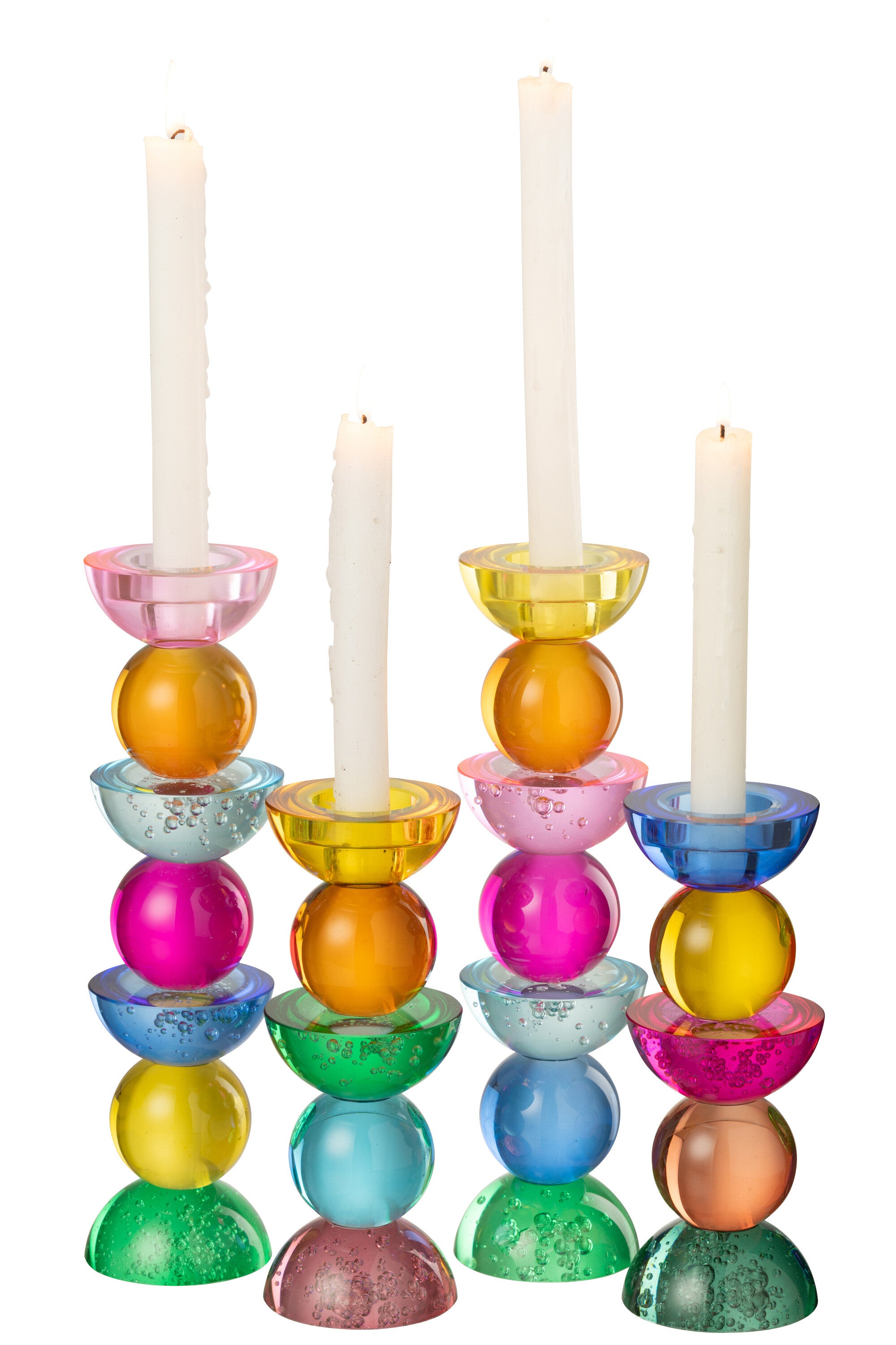 Kaarshouder Glas Meerkleurig Large Set van 2 J-Line - Kaarshouder - J-Line - livinglovely.nl
