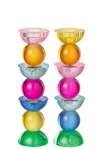 Kaarshouder Glas Meerkleurig Large Set van 2 J-Line - Kaarshouder - J-Line - livinglovely.nl