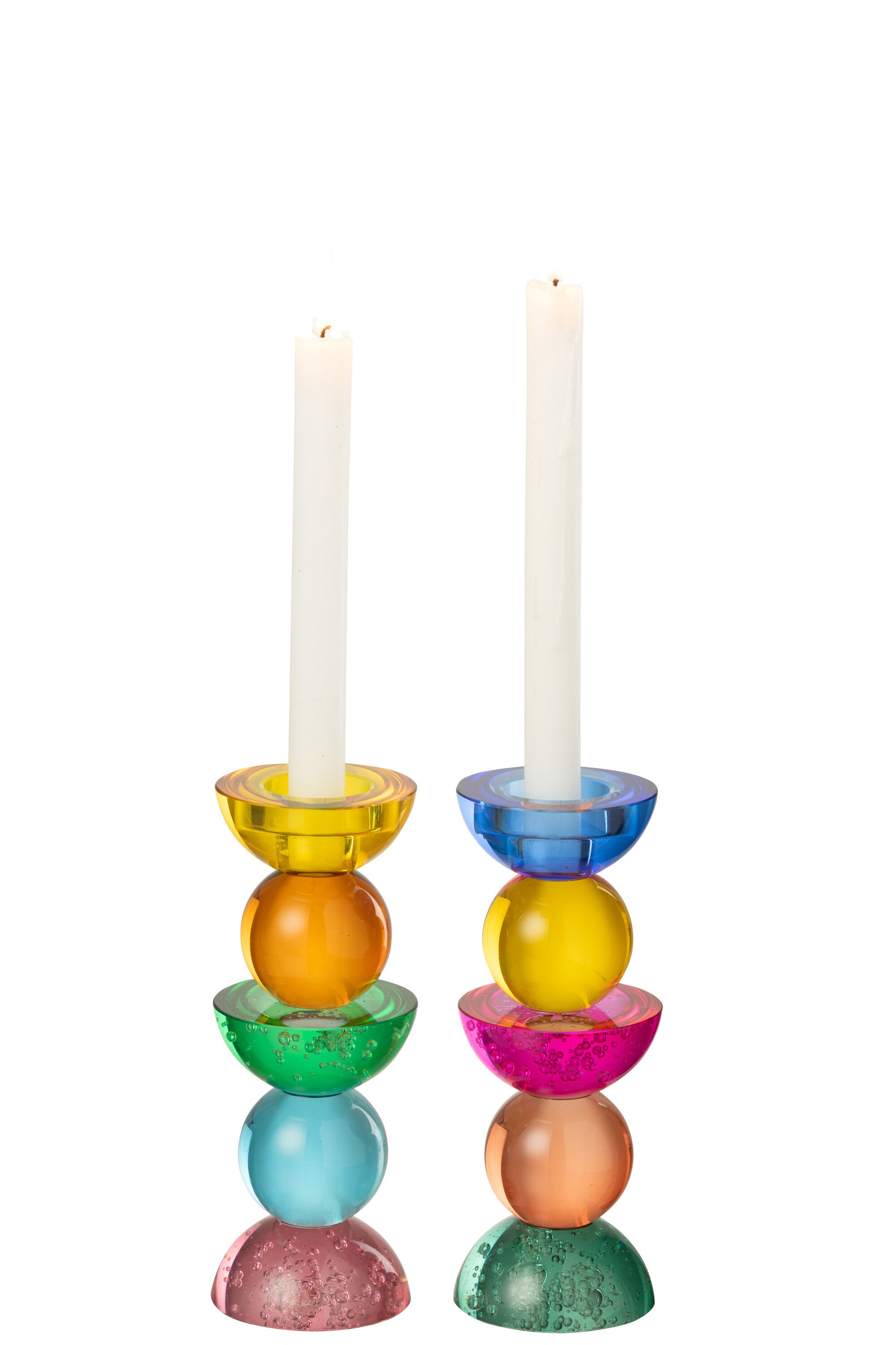 Kaarshouder Glas Meerkleurig Small Set van 2 - Kaarshouder - J-Line - livinglovely.nl