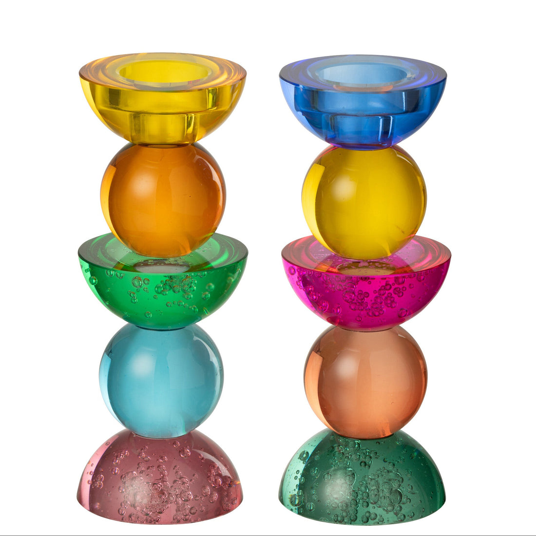 Kaarshouder Glas Meerkleurig Small Set van 2 - Kaarshouder - J-Line - livinglovely.nl