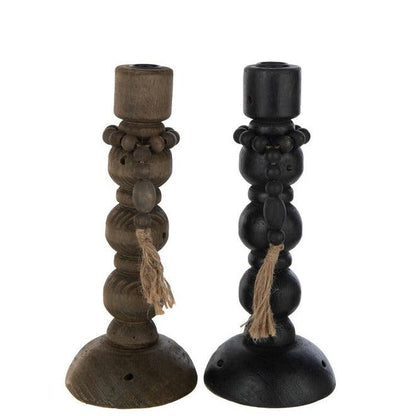 Kaarshouder Louis Den/Ijzer Zwart/Bruin Set van 2 - Kandelaar - J-Line - livinglovely.nl