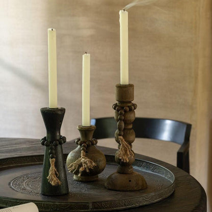 Kaarshouder Louis Den/Ijzer Zwart/Bruin Set van 2 - Kandelaar - J-Line - livinglovely.nl