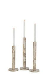 Kaarshouder Marmer Beige Set van 3 - Kandelaar - J-Line - livinglovely.nl
