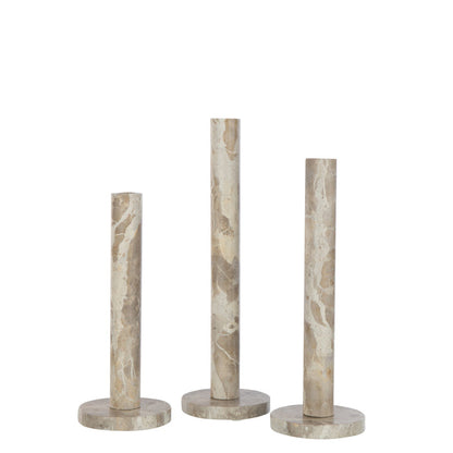 Kaarshouder Marmer Beige Set van 3 - Kandelaar - J-Line - livinglovely.nl