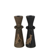 Kaarshouder Nut Den/Ijzer Zwart/Bruin Set van 2 - Kandelaar - J-Line - livinglovely.nl