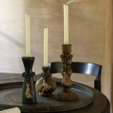 Kaarshouder Nut Den/Ijzer Zwart/Bruin Set van 2 - Kandelaar - J-Line - livinglovely.nl