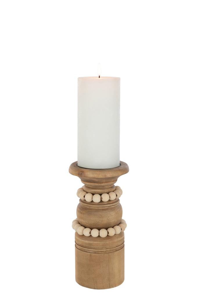 Kaarshouder Pila Den/Metaal Natuur Small - Kandelaar - J-Line - livinglovely.nl
