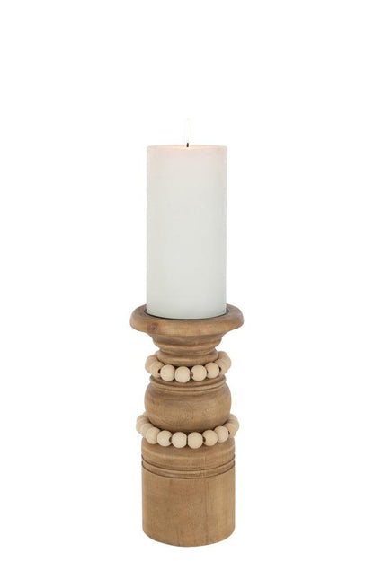 Kaarshouder Pila Den/Metaal Natuur Small - Kandelaar - J-Line - livinglovely.nl