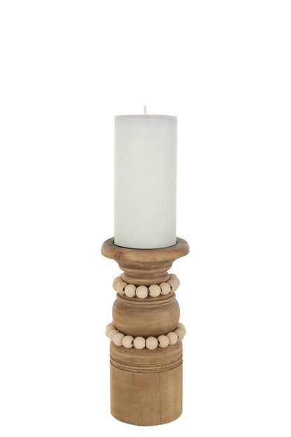 Kaarshouder Pila Den/Metaal Natuur Small - Kandelaar - J-Line - livinglovely.nl