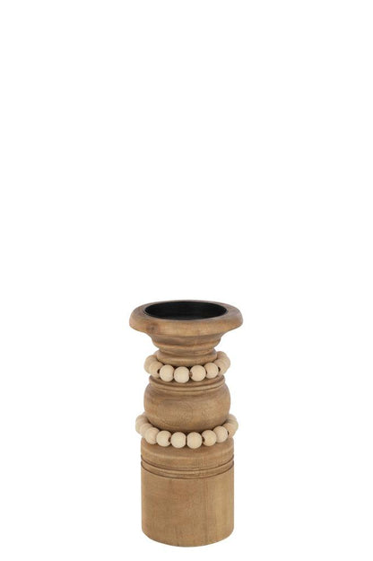 Kaarshouder Pila Den/Metaal Natuur Small - Kandelaar - J-Line - livinglovely.nl