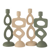 Kaarshouder Ringen Aluminium Beige Set van 2 - Kandelaar - J-Line - livinglovely.nl