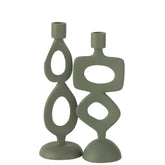 Kaarshouder Ringen Aluminium Groen Set van 2 - Kandelaar - J-Line - livinglovely.nl
