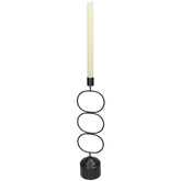 Kaarshouder Ringen Zwart 11x8x39cm 1 + 1 Gratis - Kandelaar - Living Lovely - livinglovely.nl