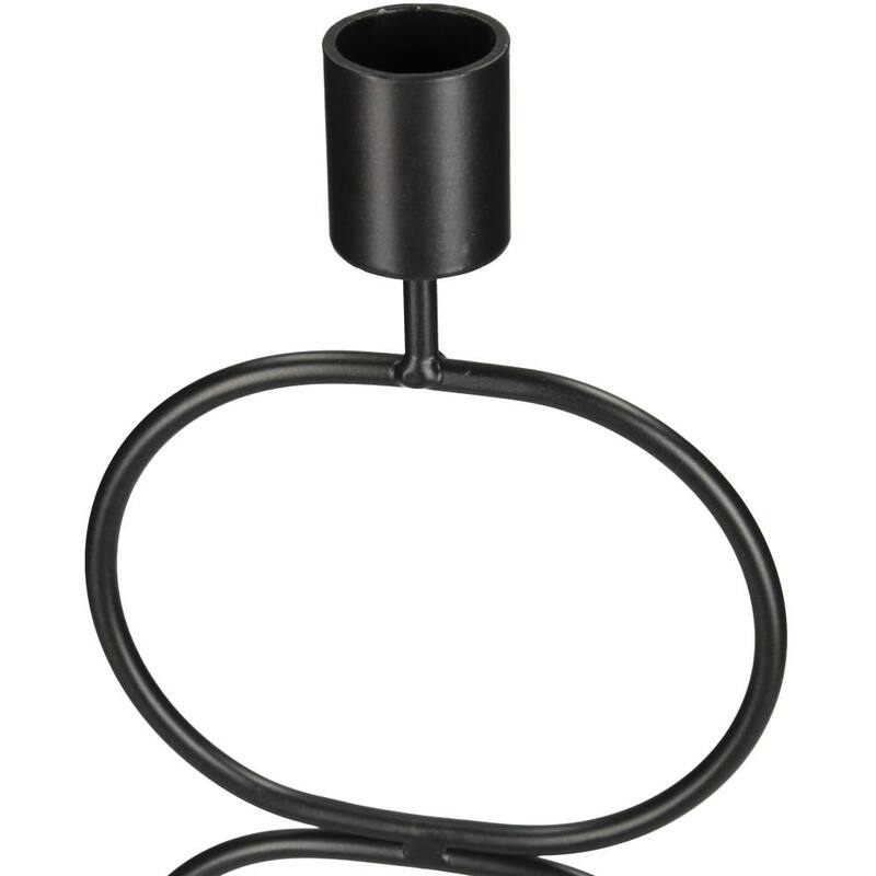 Kaarshouder Ringen Zwart 11x8x39cm 1 + 1 Gratis - Kandelaar - Living Lovely - livinglovely.nl