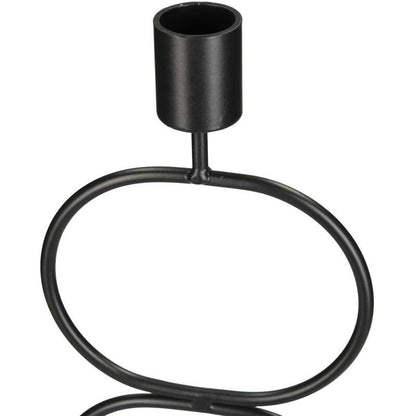 Kaarshouder Ringen Zwart 11x8x39cm 1 + 1 Gratis - Kandelaar - Living Lovely - livinglovely.nl