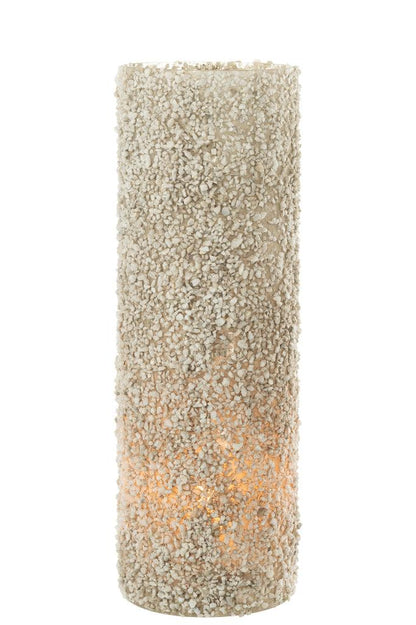 Kaarshouder Rock Glas/Steen Wit Extra Large - Kandelaar - J-Line - livinglovely.nl