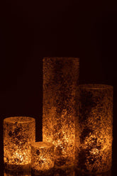 Kaarshouder Rock Glas/Steen Wit Extra Large - Kandelaar - J-Line - livinglovely.nl