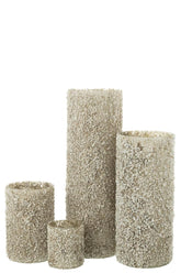 Kaarshouder Rock Glas/Steen Wit Extra Large - Kandelaar - J-Line - livinglovely.nl