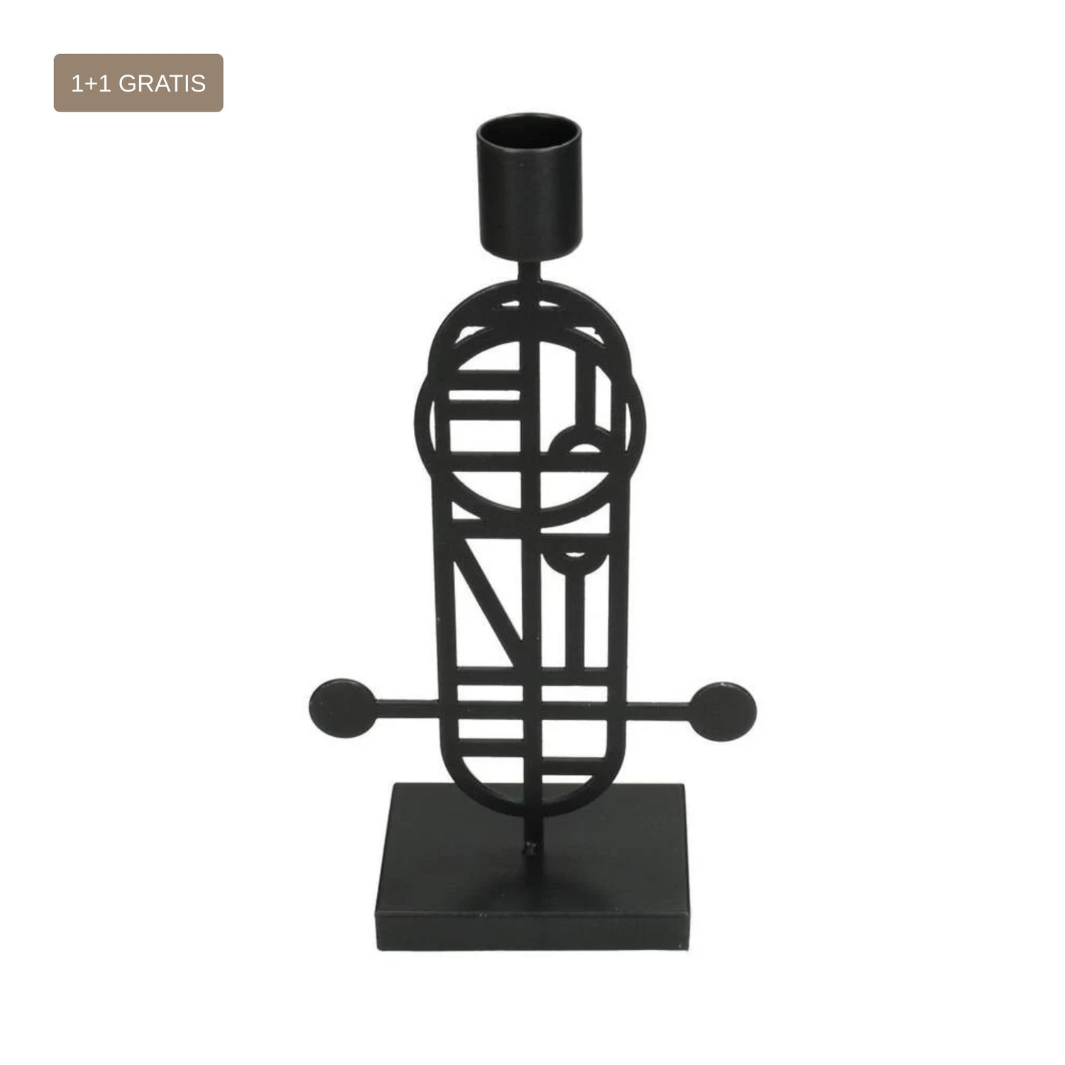 Kaarshouder Zwart 12x6x23cm 1 + 1 Gratis - Kandelaar - Living Lovely - livinglovely.nl