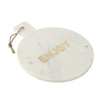 Kaasplank Rond Enjoy Marmer Wit - Serveerplank - J-Line - livinglovely.nl