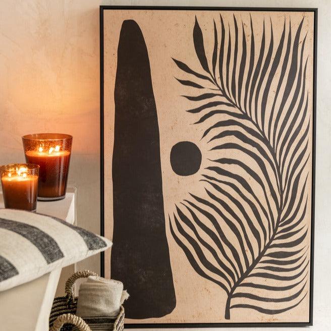 Rahmen Blatt Abstrakt Holz/Leinwand Braun/Schwarz - Gemälde - J-Line - livinglovely.de