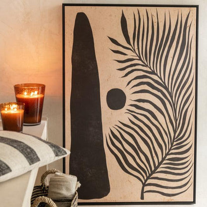 Rahmen Blatt Abstrakt Holz/Leinwand Braun/Schwarz - Gemälde - J-Line - livinglovely.de