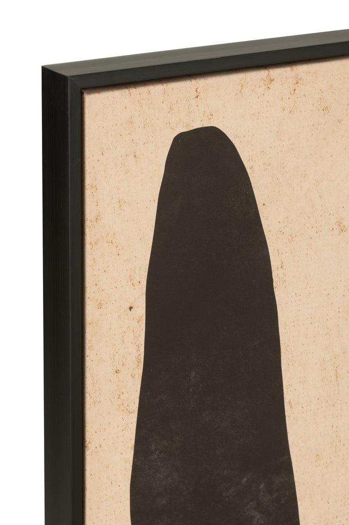 Kader Blad Abstract Hout/Canvas Bruin/Zwart - Schilderij - J-Line - livinglovely.nl