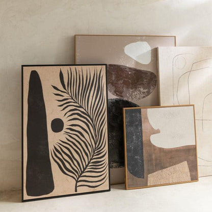 Rahmen Blatt Abstrakt Holz/Leinwand Braun/Schwarz - Gemälde - J-Line - livinglovely.de