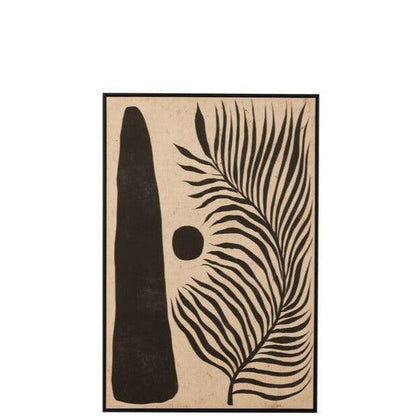 Rahmen Blatt Abstrakt Holz/Leinwand Braun/Schwarz - Gemälde - J-Line - livinglovely.de