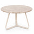 Kae Salontafel Marmer Beige Rond Small van PTMD, ronde salontafel met ijzeren poten, vooraanzicht op wit