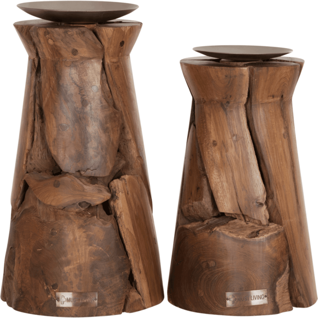 Kandelaar Flame gerecycled hout Large H37cm MUST Living