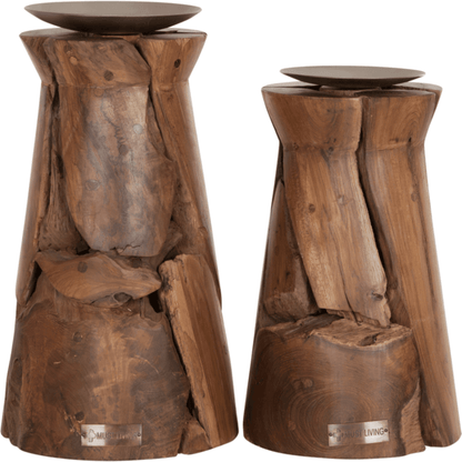 Kandelaar Flame gerecycled hout Large H37cm MUST Living