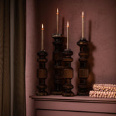 Kandelaar Galinda L - 13x13x64 cm - Glas - Bruin PTMD - Kaarshouder - PTMD - livinglovely.nl