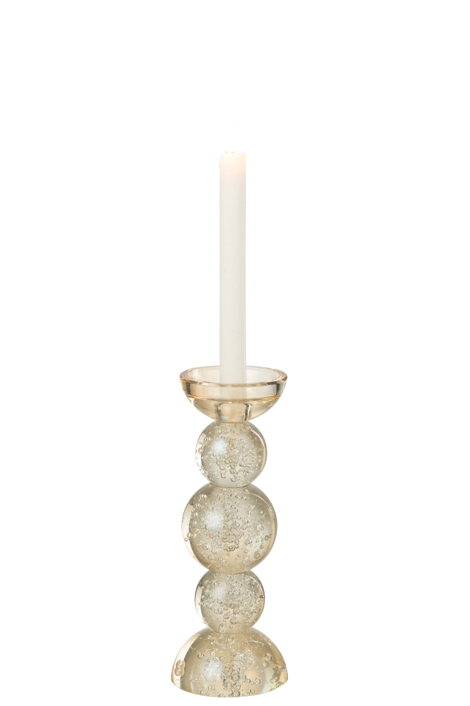 Kandelaar Glas Champagnekleurig Small Dia9,5xh26,5 J-Line - Kaarshouder - J-Line - livinglovely.nl