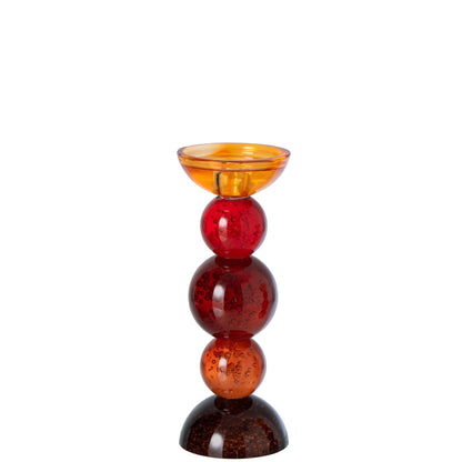 Grote glazen kandelaar van J-Line in meerkleurig glas, decoratieve kaarshouder voor de eettafel