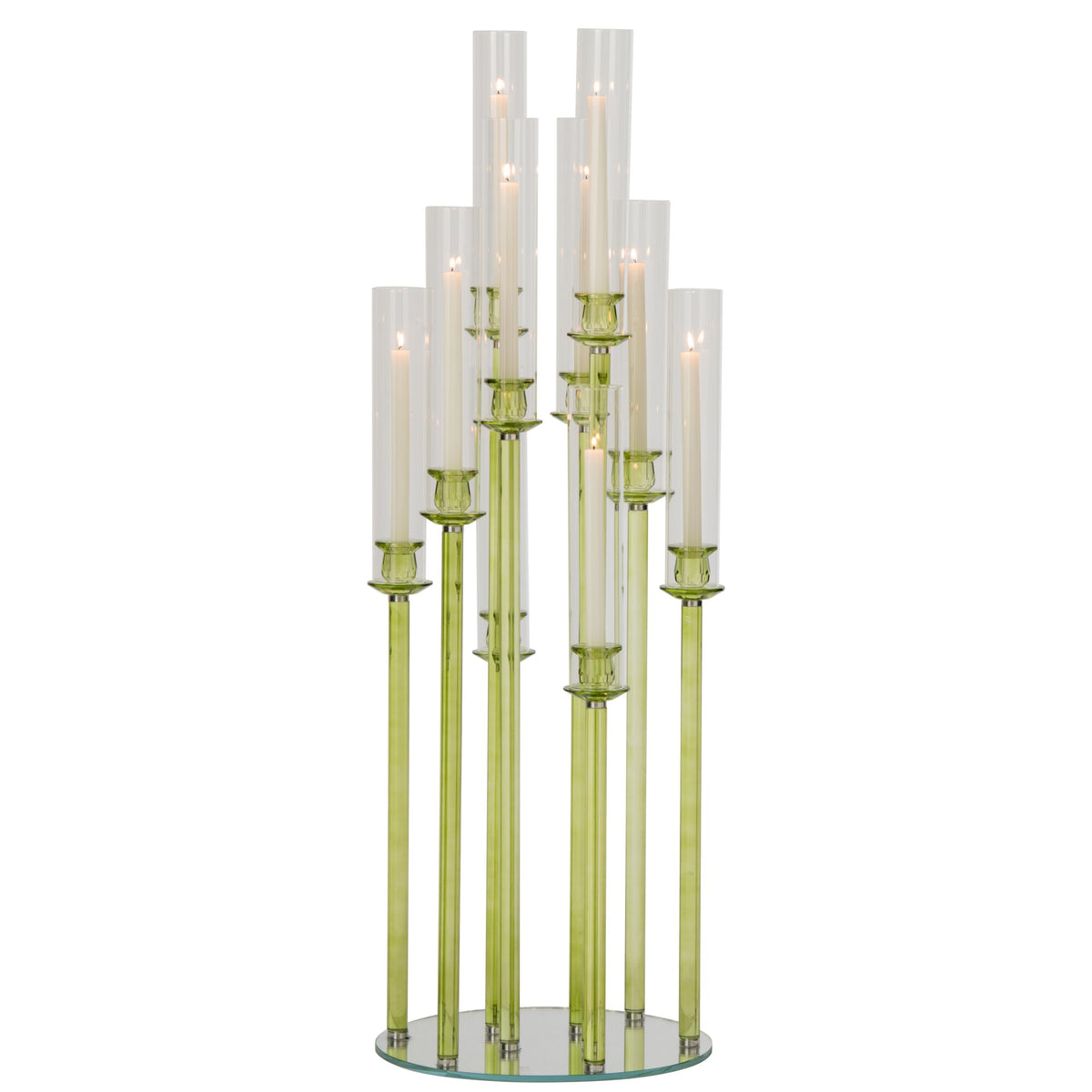 Groene kristallen kandelaar van 120cm van J-Line, ander aanzicht van het geslepen kristal