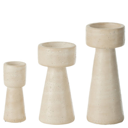 Kandelaar Orlina Cement Creme Large - Kandelaar - J-Line - livinglovely.nl