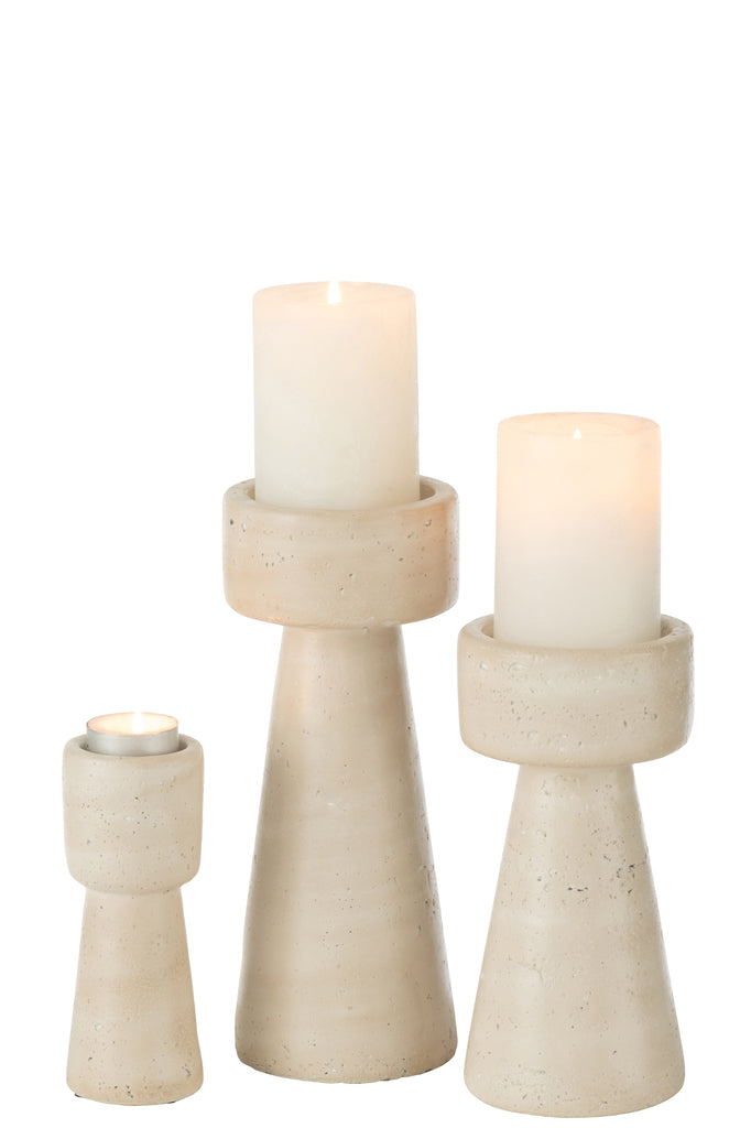 Kandelaar Orlina Cement Creme Large - Kandelaar - J-Line - livinglovely.nl